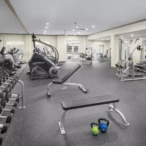Fitness center at Camden Plaza Apartments in Houston, TX