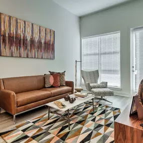 Living room with tall ceiling