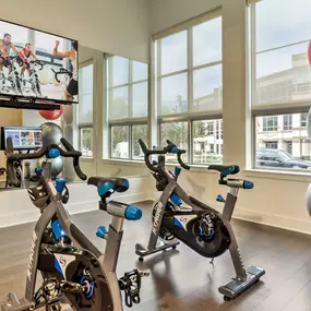 Fitness center spin bikes