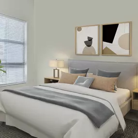 Bedroom with high ceilings at Camden Shady Grove apartments in Rockville, MD