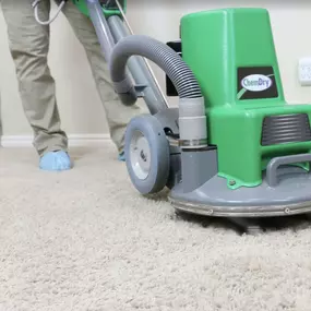 M.S. Chem-Dry tech performing carpet cleaning in Omaha