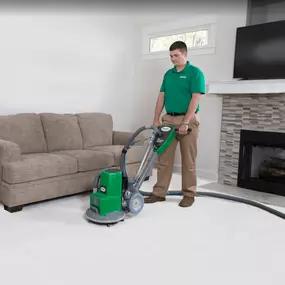 M.S. Chem-Dry tech performing carpet cleaning in La Vista