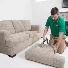 M.S. Chem-Dry tech performing upholstery cleaning in Omaha