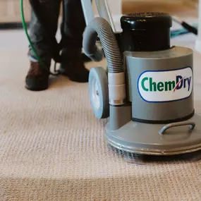 M.S. Chem-Dry tech performing carpet cleaning in Omaha