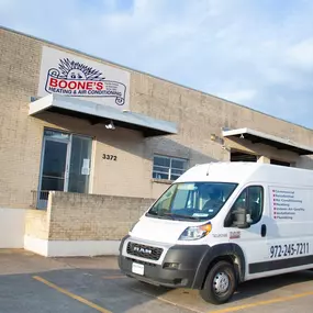 Boone's Heating and Cooling work van