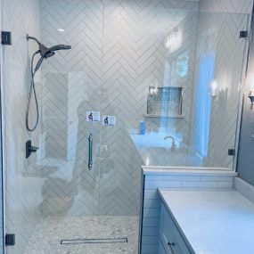 Large frameless shower in Plano, TX