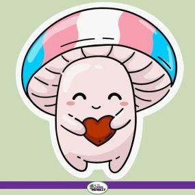 Transgender Pride Flag Mushroom Sticker