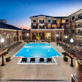 Pool at the terraces with expansive sundeck and outdoor dining areas