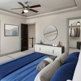 Townhome bedroom with walk-in closet and ensuite bathroom