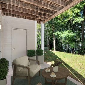 Patio with lake view at Camden Lake Pine