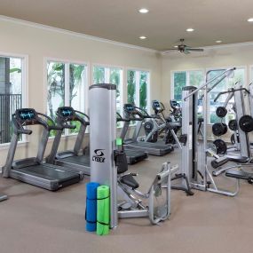 Fitness center with circuit training cardio equipment and spin bikes