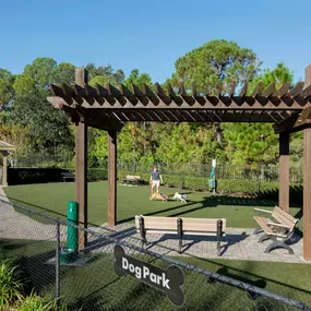 Dog park with dog wash and seating pavilion