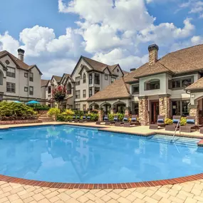 Salt water pool with lounge seating