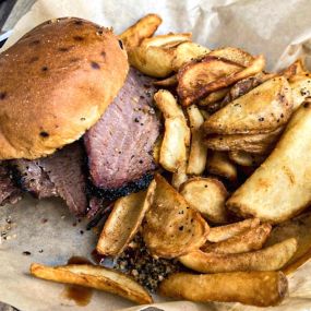 $8 Smoked Brisket Sandwich and fries for lunch!