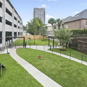 Large landscaped onsite private dog park