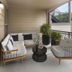 Private covered balcony at Camden Panther Creek apartments in Frisco, TX