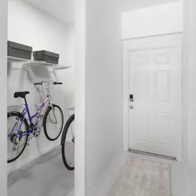 First-floor private garage entry with storage area at Camden Panther Creek apartments in Frisco, TX