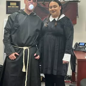 Uncle Fester & Wednesday Adams Halloween fun at the office!