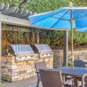 BBQ grills by the pool at Camden Sedgebrook