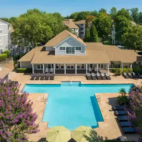 Resort style swimming pool next to resident lounge