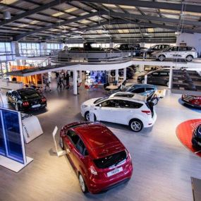 Cars inside the FordStore showroom