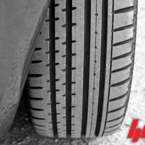 close-up view of a car tire