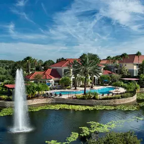 Poolside lake view