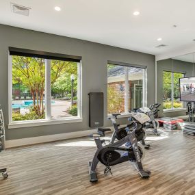 Fitness center with spin bikes