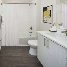 Spacious bathroom with garden style bathtub