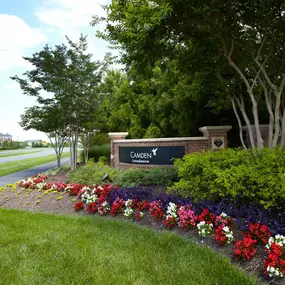 Monument sign at entrance to community