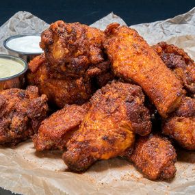 10 - PIECE WINGS - choose plain, nashville hot, nashville hotter, haus buffalo, chipotle honey, haus bbq, teriyaki, sweet orange chili, korean hot sauce, sticky icky