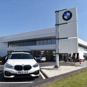 Cars outside the BMW Doncaster dealership
