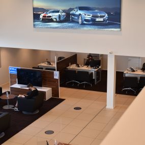 Waiting area inside the BMW Doncaster dealership