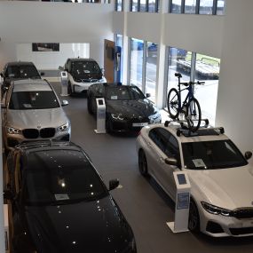 Cars inside the BMW Doncaster showroom