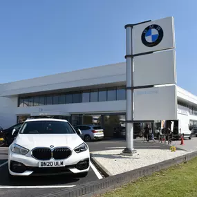 Cars outside the BMW Doncaster dealership