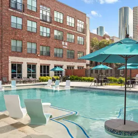 Midtown pool with umbrellas