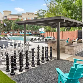 Poolside chessboard at Camden City Centre Apartments in Houston, TX