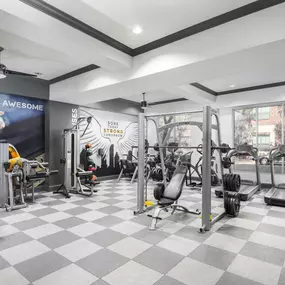 Two Fitness Centers with weight lifting equipment at Camden City Centre Apartments in Midtown Houston, Tx