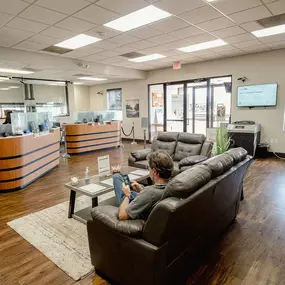 Interior of Wellby federal credit union with seating