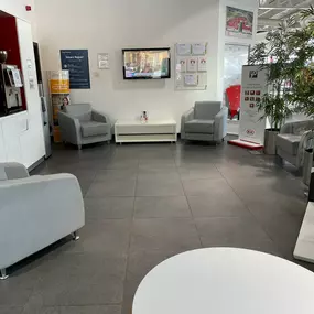 Seating area inside of the Kia Hull showroom