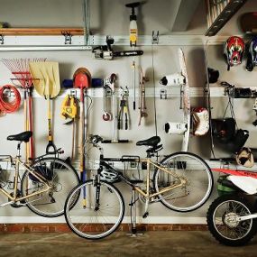 Maximize your storage space and easily find tools, sporting equipment, bikes, and gardening supplies when you need them. All-steel #organization products from Tailored Living of Sherman Oaks & Stevenson Ranch include a variety of gridwall organizers, adjustable wall racks, hangers, shelving and over