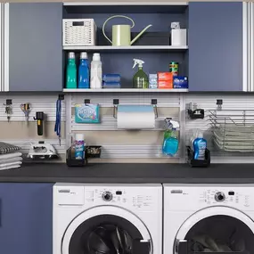 Custom cabinets can make your laundry room beautiful whilst always being super practical. You can maximize your storage space and have supplies and other household items tucked neatly away. #TailoredLivingShermanOaksStevensonRanch #FreeConsultation #CustomLaundryRoom #TailoredToYourNeeds