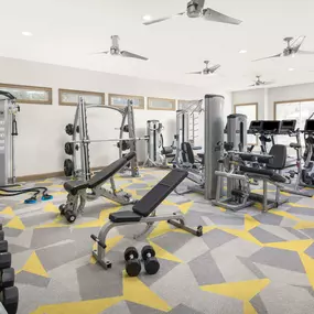 Second 24-hour fitness center with strength and cardio machines at Camden Amber Oaks