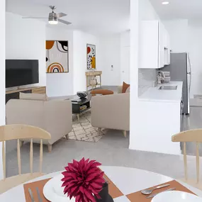 Kitchen and dining area at Camden Royal Palms apartments in Tampa, FL