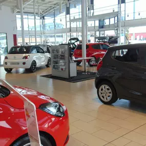 Cars inside the Vauxhall Hull West showroom