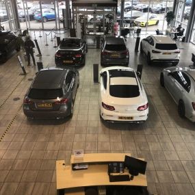Cars inside the Mercedes-Benz Bradford showroom