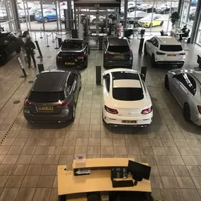 Cars inside the Mercedes-Benz Bradford showroom