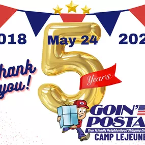 Thank you to all the Shipping Associates, Customers, Marines, Family Members, and other Service Members who have made it possible to serve the Camp Lejeune community for 5 years. We look forward to continuing to be your Friendly Neighborhood Shipping center on Camp Lejeune.