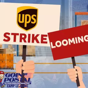 With the looming UPS strike likely to significantly disrupt logistics and package delivery across the United States and Internationally, Goin’ Postal of Camp Lejeune is taking proactive steps to continue providing outstanding shipping and mailing services to all our customers.

- Beginning after UPS pick-up on Tuesday, July 25th, Goin’ Postal will no longer offer UPS services.
- Beginning after UPS pick-up on Friday, July 28th, Goin’ Postal will no longer accept UPS drop-offs.

Because Goin’ Pos