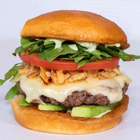 THE SPICY BASIL - impossible™ patty, white america cheese, avocado, crispy onions, arugula, spicy basil aioli